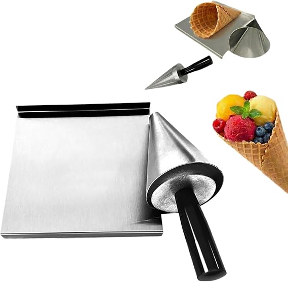Ice Cream Waffle Cone Roller - Stainless Steel Ice Cream Mold Waffle Nonstick Waffle Cone Maker for Bakeries, Restaurant, Home Kitchen