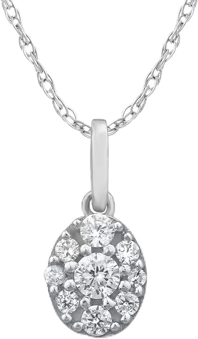 La Joya Stunning 1/10 CT TW Lab Grown Diamond Necklace for Women - Sterling Silver Round Diamond Pendant Necklace for Women - Accompanied By An Adjustable Sterling Silver Chain