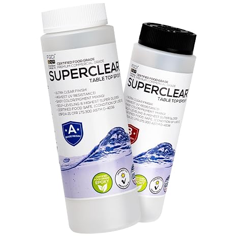 Superclear Table Top Epoxy Resin, Crystal Clear 1:1 Protective Coating for Tabletops, Bar Tops, Countertops, Anti-Yellowing UV Resistant, Made in the USA - 1 Pint Kit