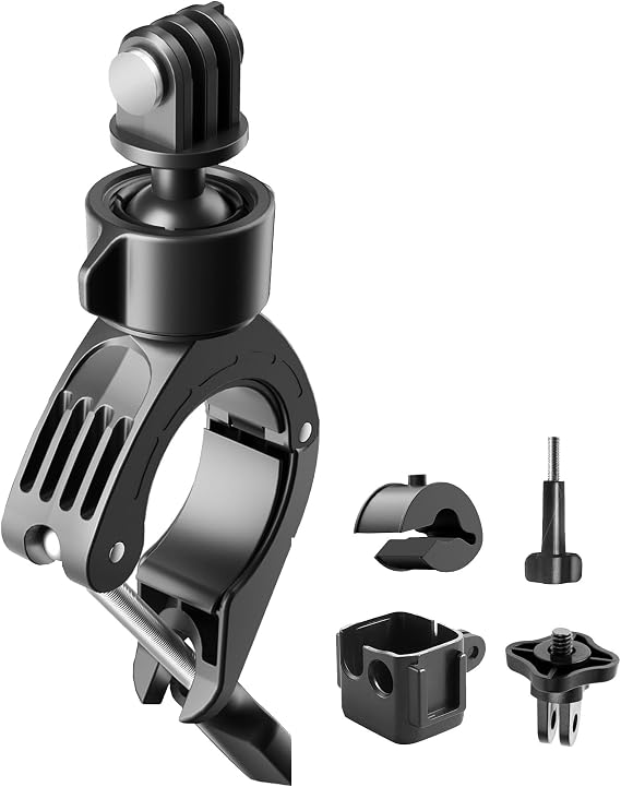Bike Motorcycle Handlebar/Seatpost/Pole Clamp Mount with 360Rotation Compatible with Insta360 X5 X4 X3, GoPro 13 12 Cameras, DJI Osmo Pocket 3, DJI Osmo 360 for Bicycling, Motocross, Mountain Biking