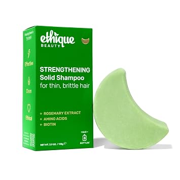 Ethique Rosemary & Amino Acids Strengthening Anti-Thinning Shampoo Bar For Thicker & Fuller-Looking Hair - Plastic-Free, Vegan, Cruelty-Free, Color-Safe. 3.88 oz