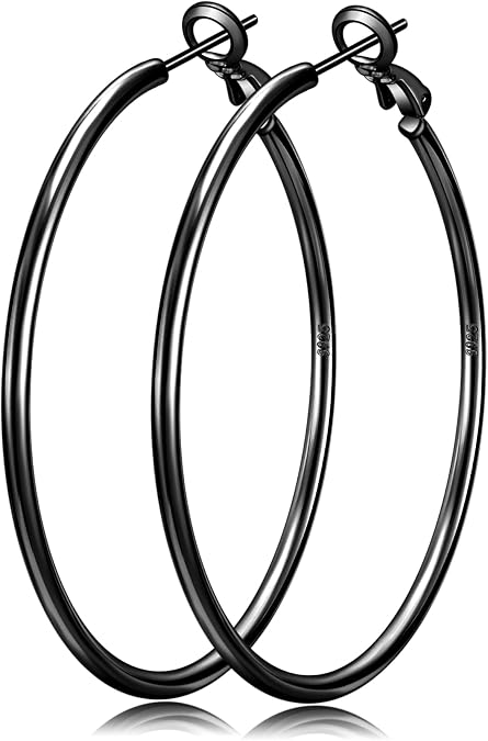 Senteria 2mm 925 Sterling Silver Gold Hoop Earrings for Women 20/30/50/70MM