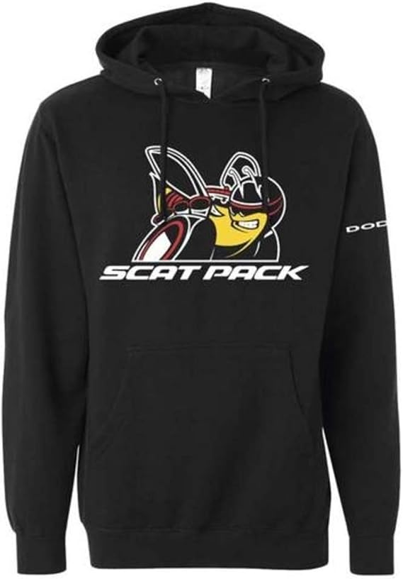 Detroit Shirt Company Dodge Scat Pack Hoodie Black Pullover Sweatshirt Mens & Womens Cotton Blend