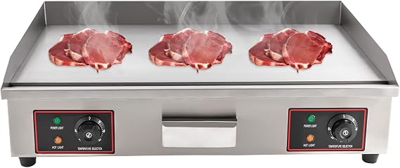 29'' Commercial Electric Griddle, 3000W Countertop Griddle Flat Top Grill Hot Plate BBQ Thermostatic Control Stainless Steel Grill 122F-572F Adjustable for Restaurant and Kitchen USA STOCK