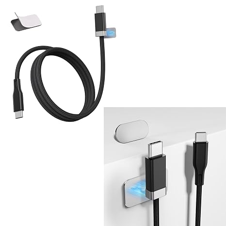 Staycable USB C to USB C Cable with Magnetic Cable Holder (3.3ft and 5ft) for Easy Home Car Desk Cable Management