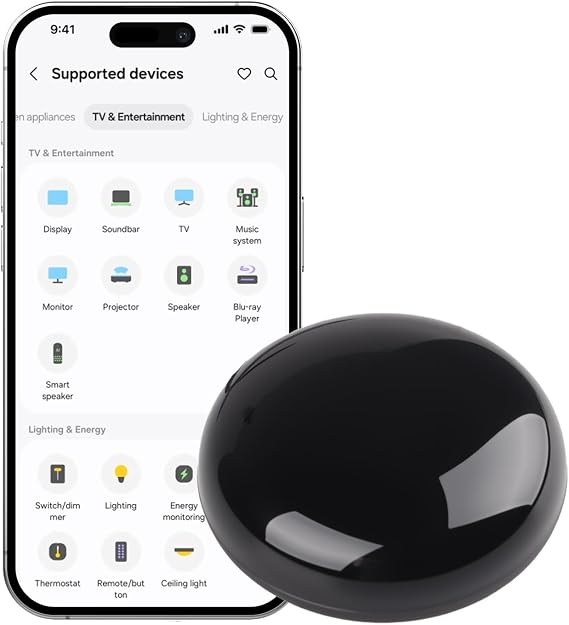 Smart Wi-Fi IR Universal Remote Control Universal WiFi Infrared Remote Control with Temperature Humidity Sensor App & Voice Infrared Blaster Compatible with Alexa Google Home