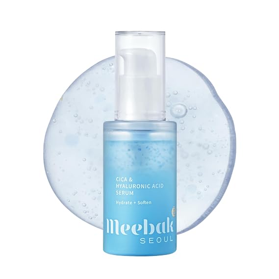Meebak Korean Hyaluronic Acid Serum Hydrating and Plumping Face Serum for Radiant, Dewy Skin | Centella Asiatica & Vitamin C | Korean Facial Serum