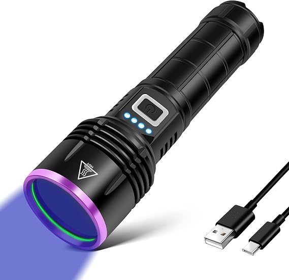 UV Flashlight 20W, 5000 mAh High Power 365nm UV Light with Filter Lens