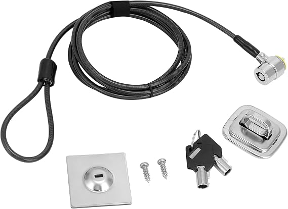 QWORK Universal Laptop Cable Lock - Anti-Theft Combination Lock with 6.5ft Cut-Resistant Cable & Anchor Plate for Laptops, Tablets & Devices - Key Lock with 2 Keys & Anchor Included