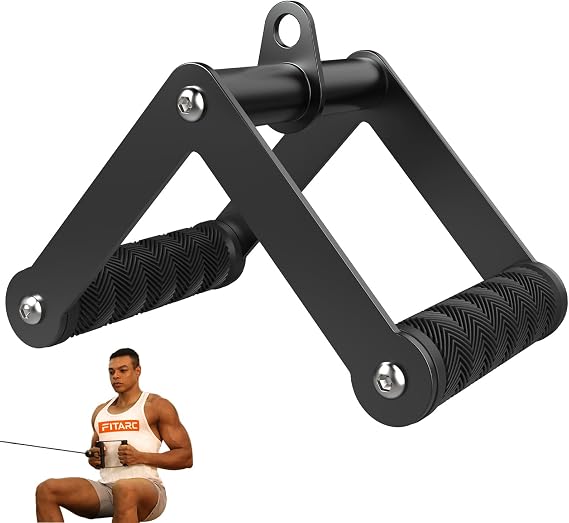Fitarc Double D Row Handle Cable Attachments for Gym, Non-Slip V Bar Attachment for Home Gym Equipment, T Bar Row Attachment for Back Training, LAT Pulldown Attachments and Cable Machine Attachment