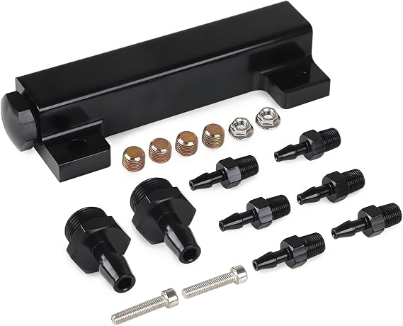 6 Port Vacuum Block Intake Manifold Kit Aluminum Fuel Wastegate Turbo Boost 1/8 NPT for Racing