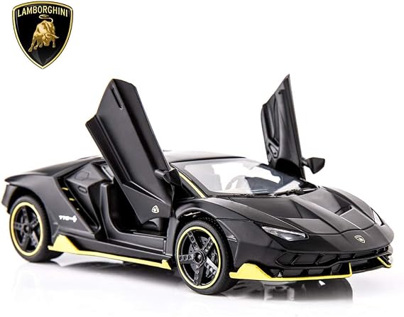 BDTCTK 1:32 Lambo LP770 Car Model Toy Child Sound and Light Pull Back Car Zinc Alloy Toys for Kids Boy Girl Gift (Black)