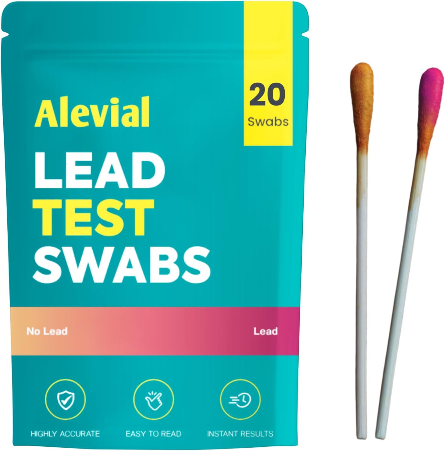 Lead Test Kit 20 Pack Instant Testing Swabs for Home Dip Swab in Water (No Vinegar Required) Lead Detector Dishes Paint Metal Surface Detection by Alevial