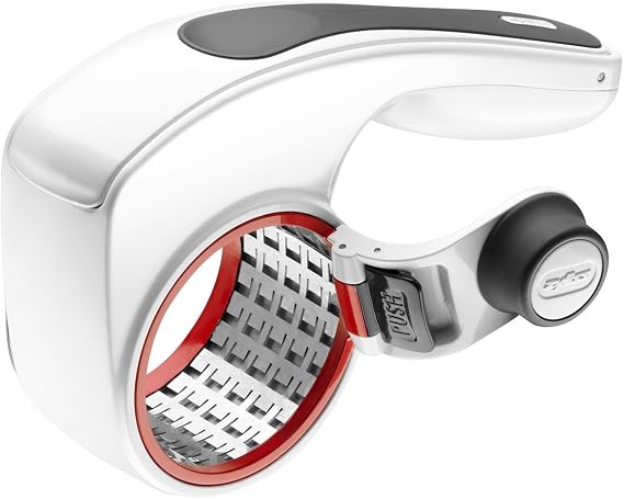 Zyliss All Cheese Acid Etched Rotary Grater with Fine and Coarse Drums, 1-Pack, White