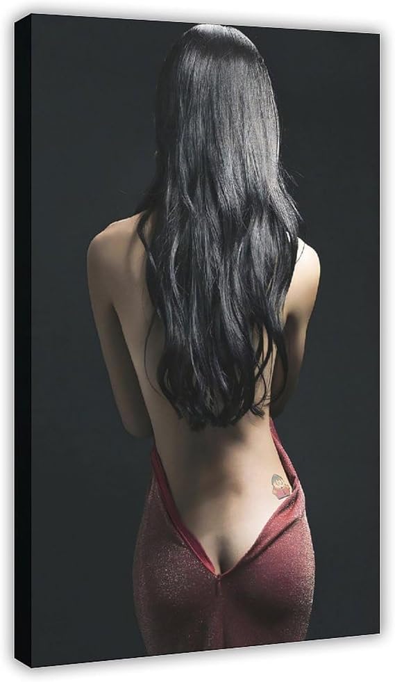 QIENAZIO Painting of Woman in Red, Sexy Erotic Red Dress Canvas Modern Poster Wall Art Decor Prints Paintings Living Room Bedroom Decor 12x18inch(30x45cm)