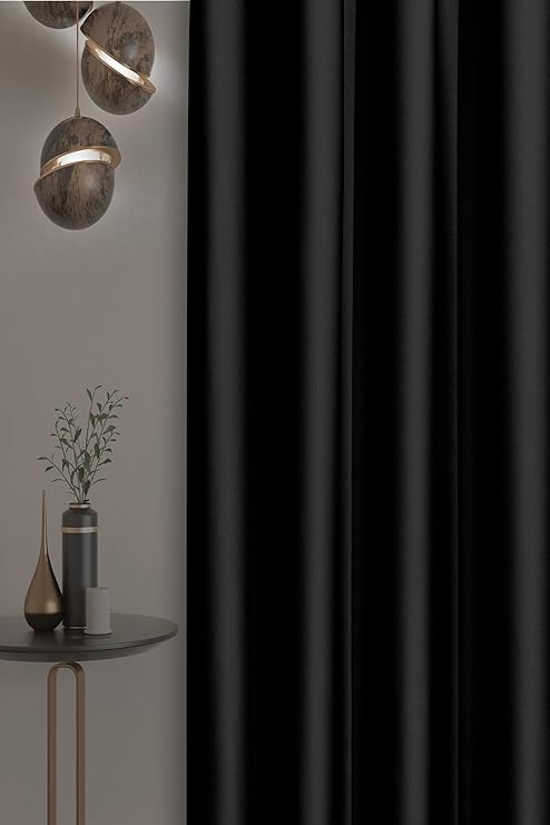 DE'VOR PERDE Yüksek Kaliteli%100 Işık Geçirmez Blackout Fon Perde, Termal Karartma Güneşlik Perde,Siyah 100 X 250