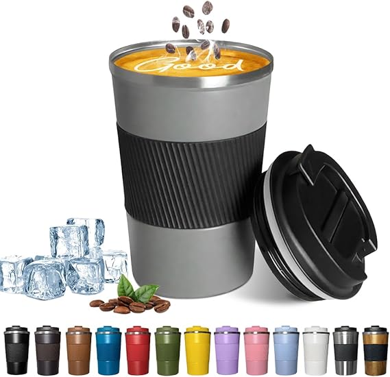 Insulated Travel Coffee Mug, Stainless Steel Coffee Cup with Leakproof Lid