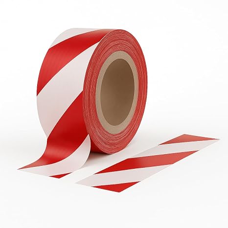 5 Rolls of Non-Adhesive Barrier Tape 70mm x 500 Meter Extra Long – Red & White Safety Warning Tape for Construction, Warehouse & Crowd Control – High Visibility PE Caution Tapes Roll