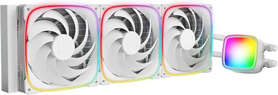 Geometric Future Eskimo Pro - 420mm AIO CPU Liquid Water Cooler- RGB PWM Squama 2503W 140mm Fan x 3- Fit Intel LGA 1700, AMDAM5 - White- (GEO-EP-42W)