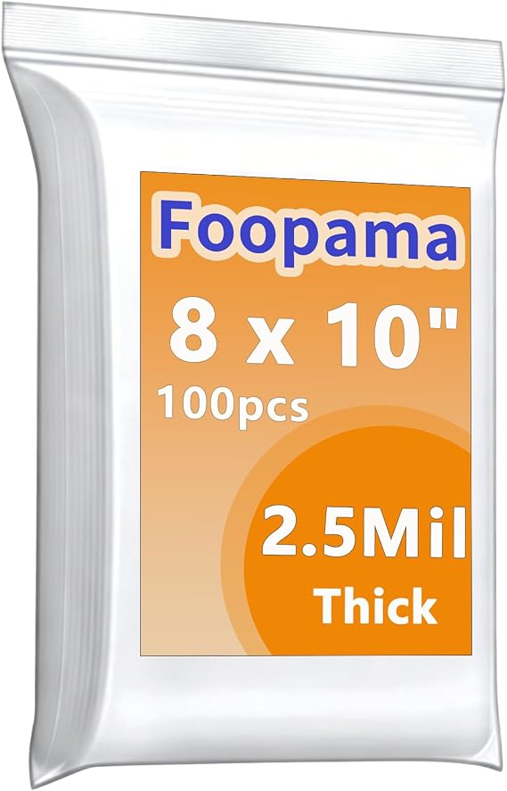 100PCS 8"x10"Thick 2.5 Mil Seal Reclosable Clear Zip Poly Lock Plastic Bags