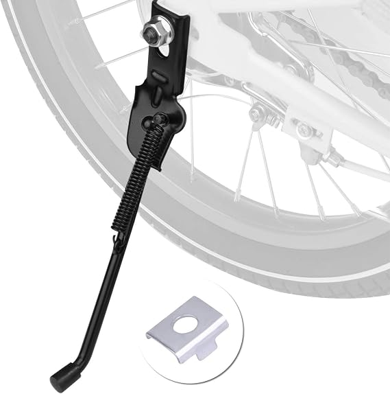 SEISSO Bike Kickstand for Kids Bike, Universal Rear Side Bicycle Kick Stand, Premium Steel with Pad, Replacement Child Kickstand