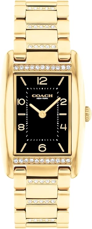Coach Reese Women's Watch - 2H Quartz Tank Watch with Crystal-Set Link Bracelet - Water Resistant 3 ATM/30 Meters - Gift for Her - Premium Fashion Timepiece for Every Occasion - 24mm