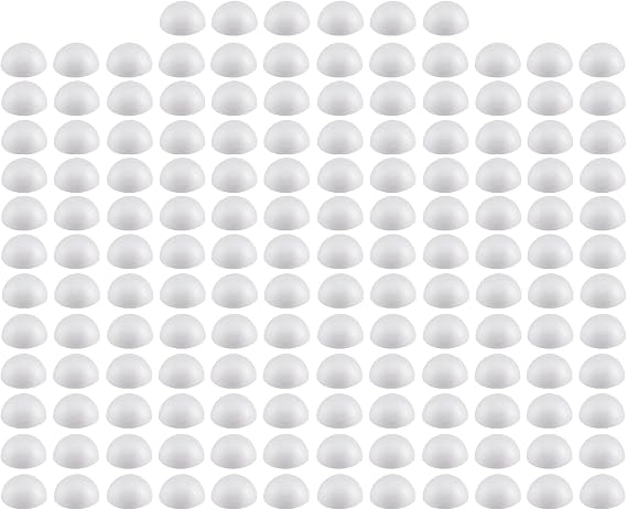 Crafjie 1 Inch Foam Half Balls 150 Pack, White Half Foam Balls for Crafts