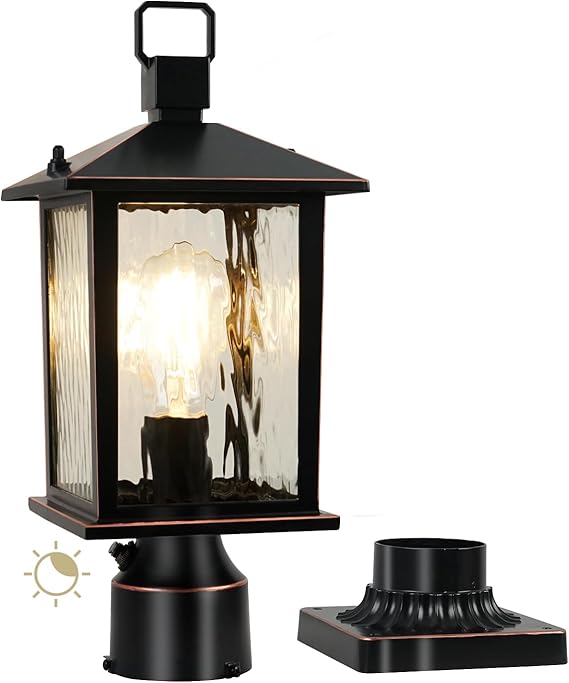 Dusk to Dawn Outdoor Post Light, Oil-Rubbed Bronze Pole Lantern