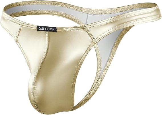 Casey Kevin Men's Faux Leather Thong Underwear Male Sexy Lingerie G-string
