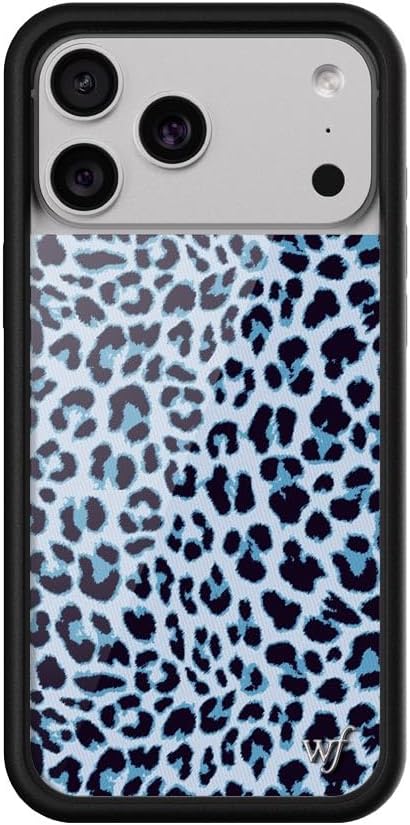 Wild Flower Case - Compatible with iPhone 17 Pro Max | Protective Black Bumper 4ft Drop Test Certified Women Owned Small Business | Cheetah Leopard Animal Print Trendy Cute Girl Gift | Blue Meow