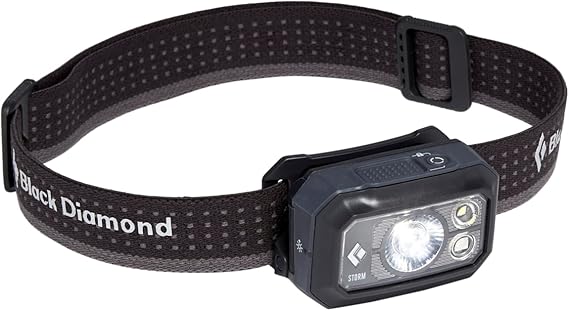 BLACK DIAMOND Storm 400 Headlamp, AAA Powered, Dimmable, Bright, Graphite | 400 lumens, red night vision, RGB night vision for route finding, camp tasks, and low-light navigation, Brightness Memory