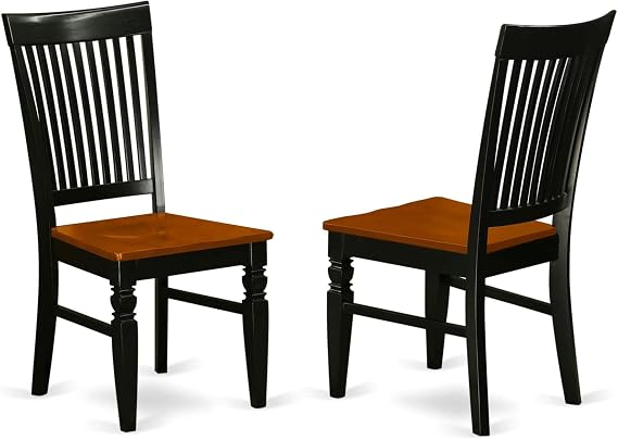 East West Furniture WEC-BMK-W Weston Kitchen Dining Chairs - Slat Back Wood Seat Chairs, Set of 2, Buttermilk & Cherry