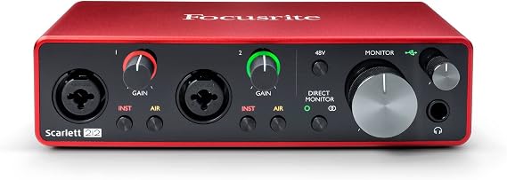 Focusrite Scarlett 2i2 3rd Gen Focus Light, Audio Interface, 2 in / 2 out, 24 bit/192 kHz
