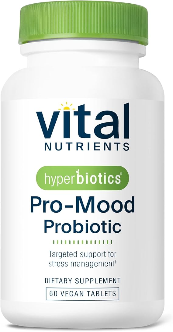 Hyperbiotics Vital Nutrients Pro Mood Probiotic with L-theanine | Clinically Studied Probiotics for Women and Men to Support Stress Management and Mood Support | 60 Vegan Count