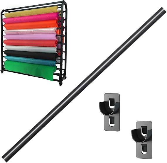 Hanging Rod & 2 Clips Large Textile Commercial Fabric Roll Storage Rack(1 Pack,Wide-175cm)