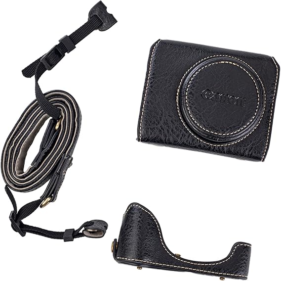 kinokoo Camera Case for Canon G7X /G7X II /G7X III Digital Camera, Vintage Buffalo PU Leather G7X Mark III G7X Mark II Protective Case with Adjustable Shoulder Strap - Black