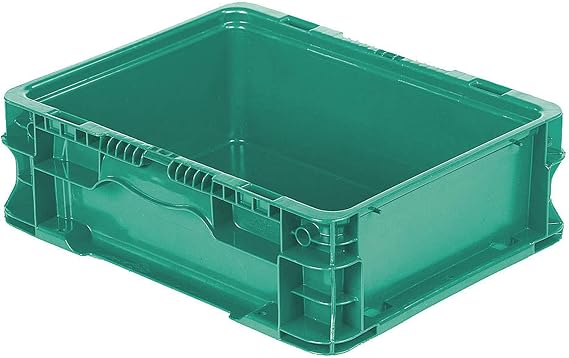 Orbis Solid & Stackable Straight Wall Storage Container, 2.2 gal, 12 in L x 15 in W x 5 in H, Green - 1 Each