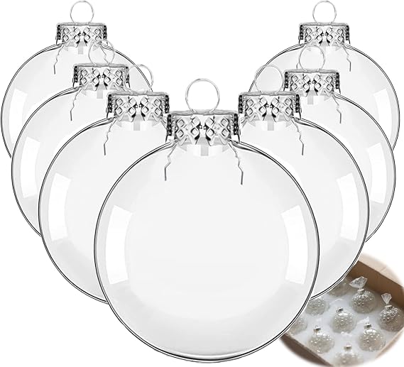 Clear Glass Christmas Ornaments, 3.15 inch DIY Christmas Ornaments Balls, Glass Ornaments for Crafts Fillable - 12 PCS