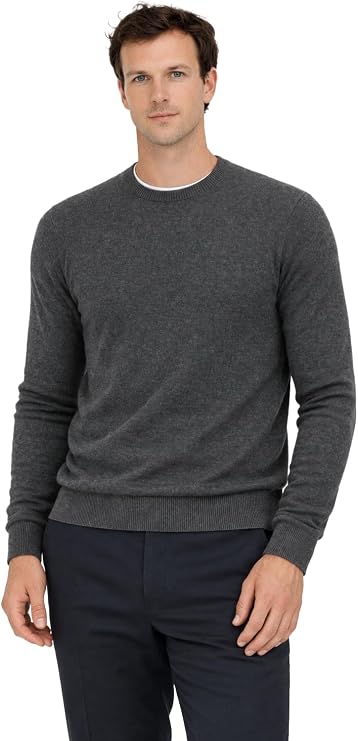 State Cashmere Men's Essential Crewneck Sweater 100% Pure Cashmere Classic Long Sleeve Pullover