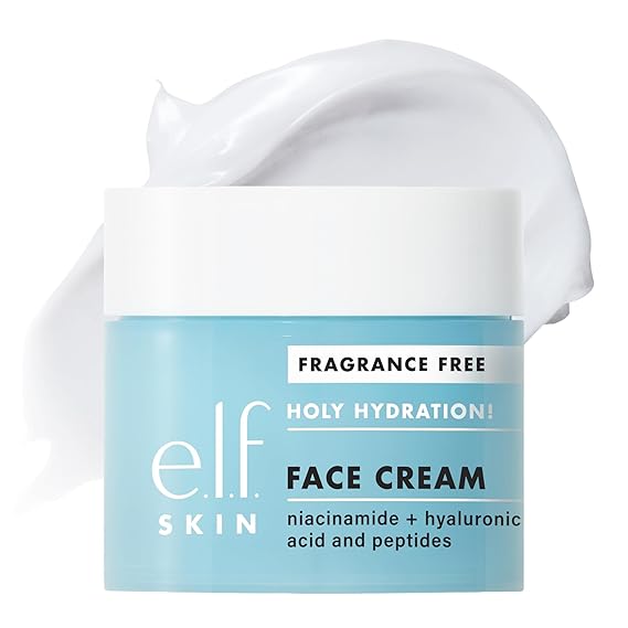 e.l.f. SKIN Holy Hydration! Face Cream with Hyaluronic Acid, Fragrance Free, Niacinamide & Peptides, Nourishing Moisturizer, Vegan & Cruelty-Free