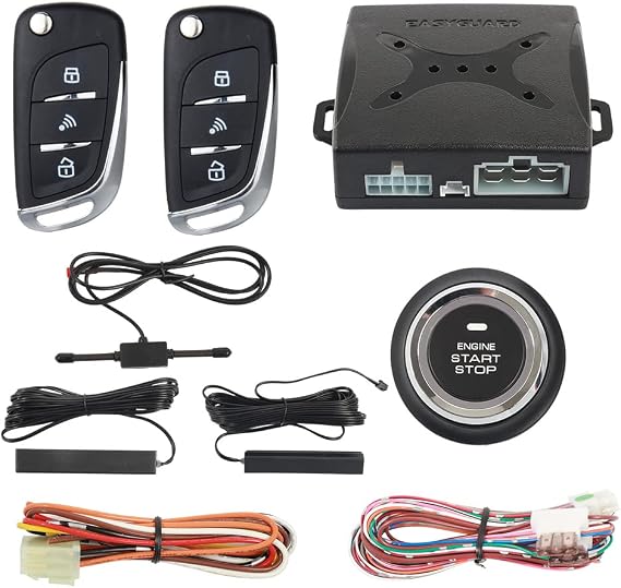 EC003N-V-1 PKE Passive Keyless Entry Car Burglar Alarm Security Push Start Button Remote Start Starter DC12V