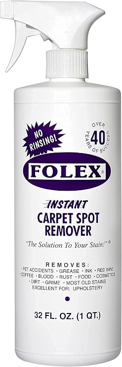 FOLEX Instant Carpet Spot Remover Carpet Cleaner - 32 oz - Removes Pet Accidents, Grease, Red Wine and More