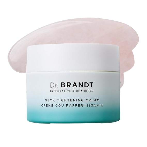 Dr. Brandt Needles No More Neck Tightening Cream - Lifts, Tightens & Reduces Skin Sagginess - Includes a Rose Quartz Gua Sha Tool - 1.7 oz