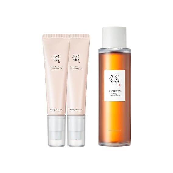 Beauty of Joseon Revive Eye Serum with Retinal Niacinamide (30ml, 1.01 fl.oz.) x 2ea with Ginseng Essence Water (150ml, 5.07 fl.oz.), Korean Skincare
