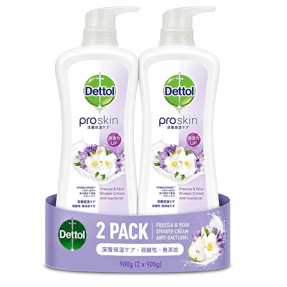 Dettol Anti-Bacterial Body Wash, Freesia & Pear Scent, 950g per Bottle (Pack of 2, Total 1900g) - pH Balanced & Moisturizing, Kills 99.9% of Germs