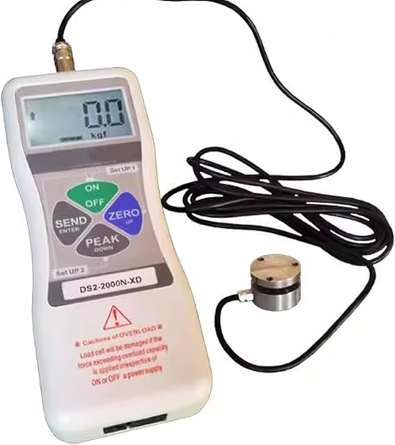 Digital Force Gauge, with External Sensor, Push-Pull Dynamometer Tension Meter, with Real-time/Peak Mode, Data Output, Rechargeable, for Lab Tension and Load Tests