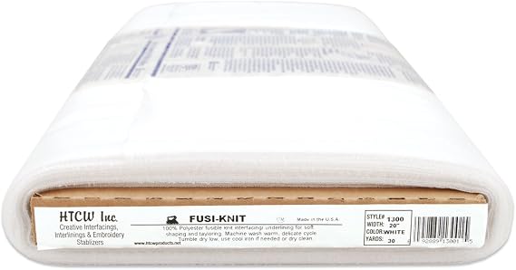 HTC Fusi-Knit Fusible Tricot Interfacing Tailoring Underlilne, 20-Inch by 30-Yard, White
