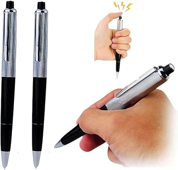2Pcs Electric Shock Pen Fun Joke to Friend Electric Shock Pencil Trick Prank Gag Gadget for Fool's Day Surprise, Office Supplies, Gags and Practical Joke, Shocking Pen