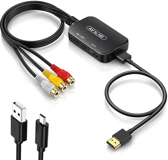 RCA to HDMI Converter, 1080P AV to HDMI Adapter, RCA & HDMI Cables