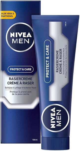 Nivea Men Protect & Care Shaving Cream in 1 Pack (1 x 100 ml) with Creamy Foam for a Gentle Shave Skin-Friendly Shaving Cream for Men
